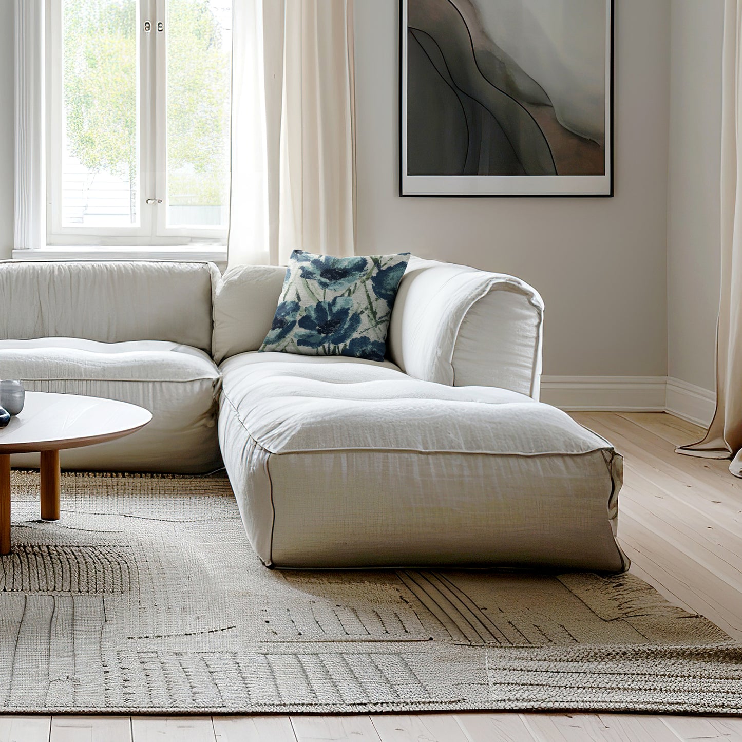 Giverny Floral Pillow Blue