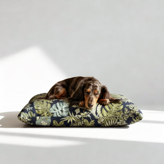 Deshaies Floral Dog Pillow Navy